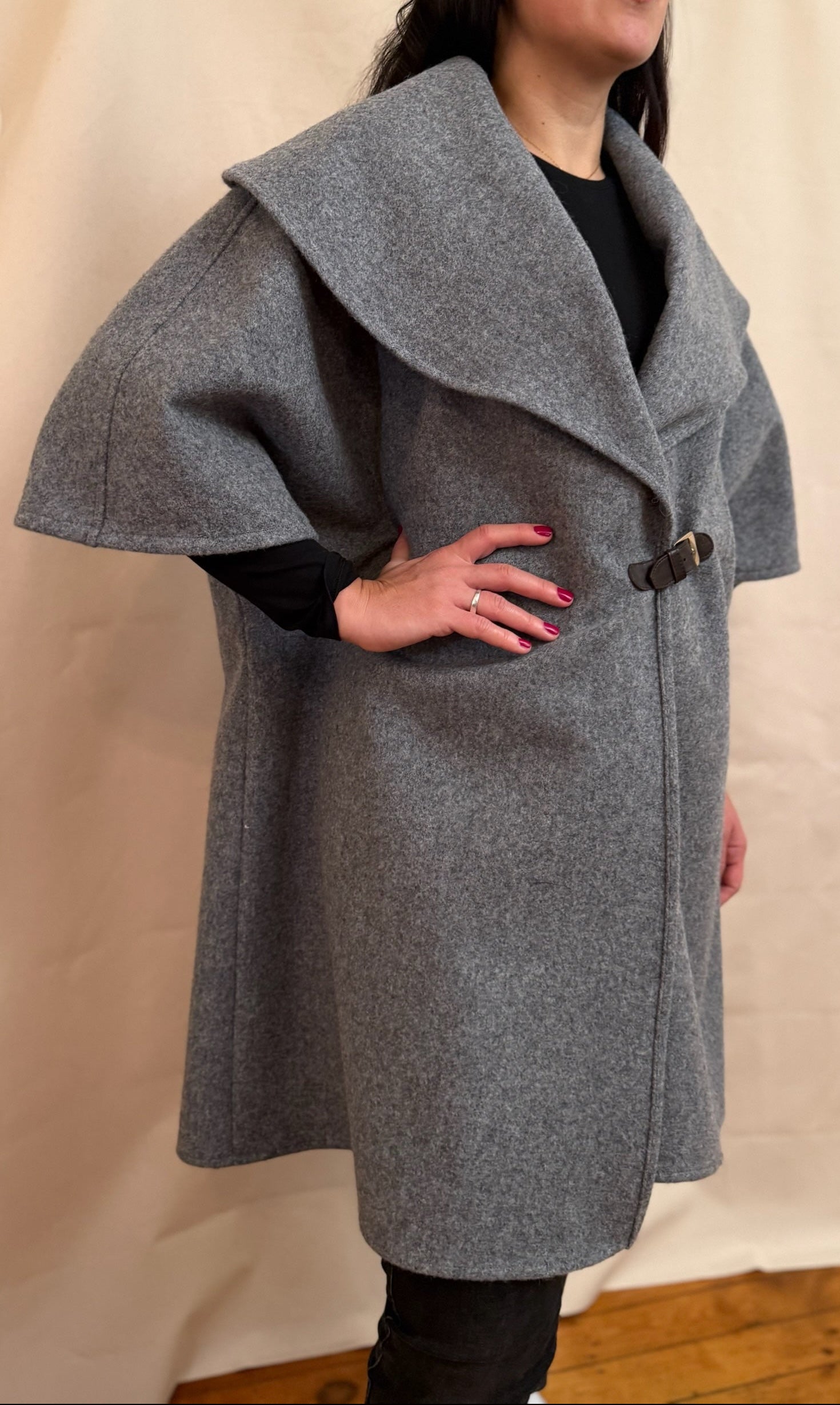 The Mabel Coat - Mid Sleeve Shawl Collar - Thicker Wool