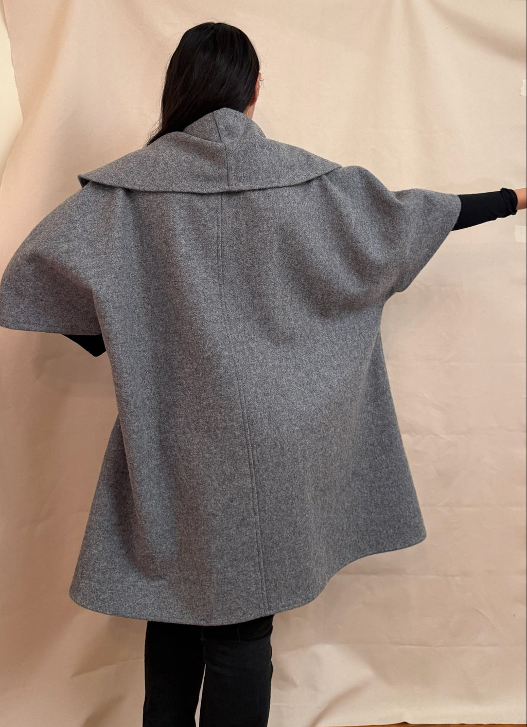 The Mabel Coat - Mid Sleeve Shawl Collar - Thicker Wool