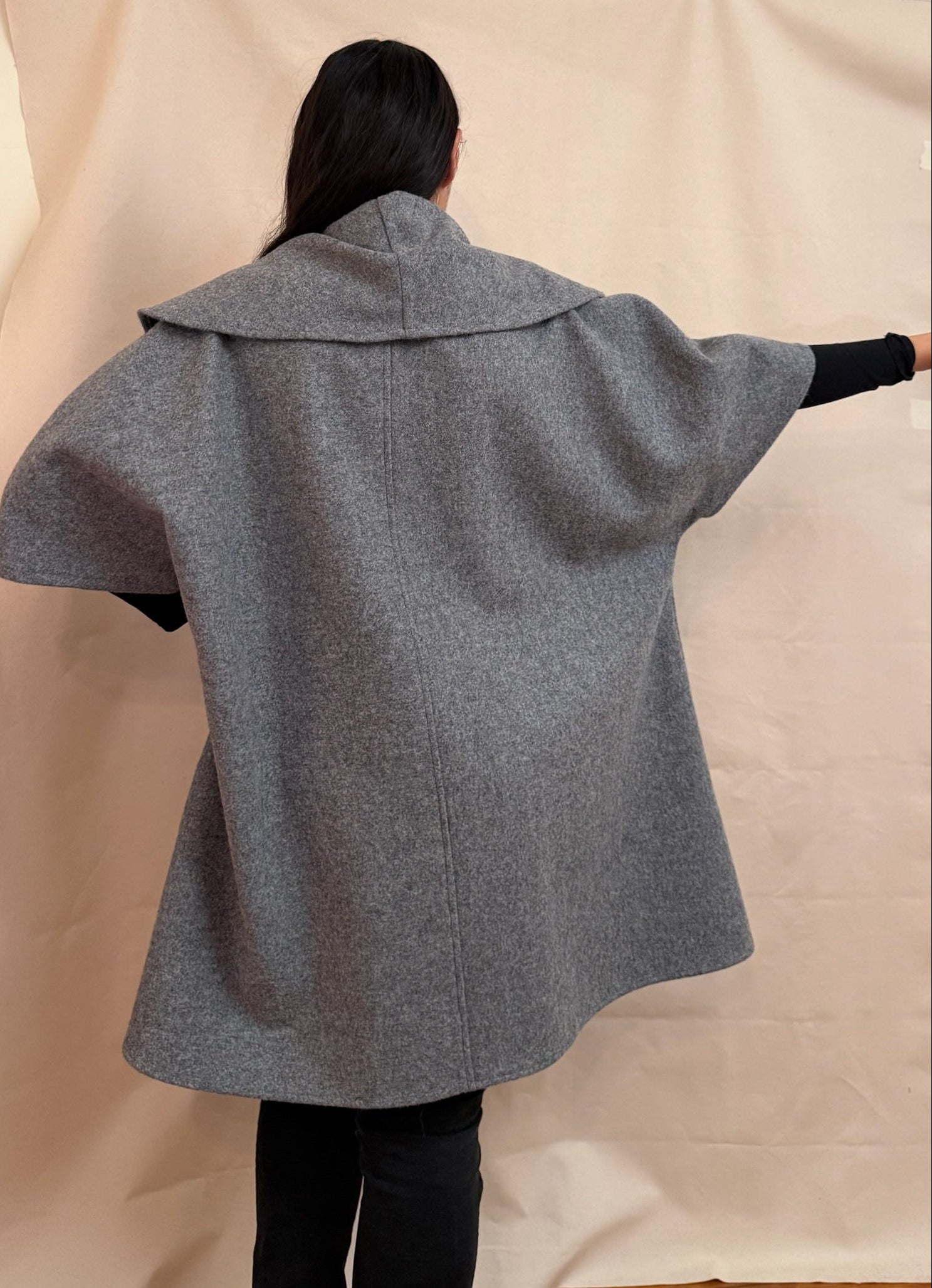 The Mabel Coat - Mid Sleeve Shawl Collar - Thicker Wool