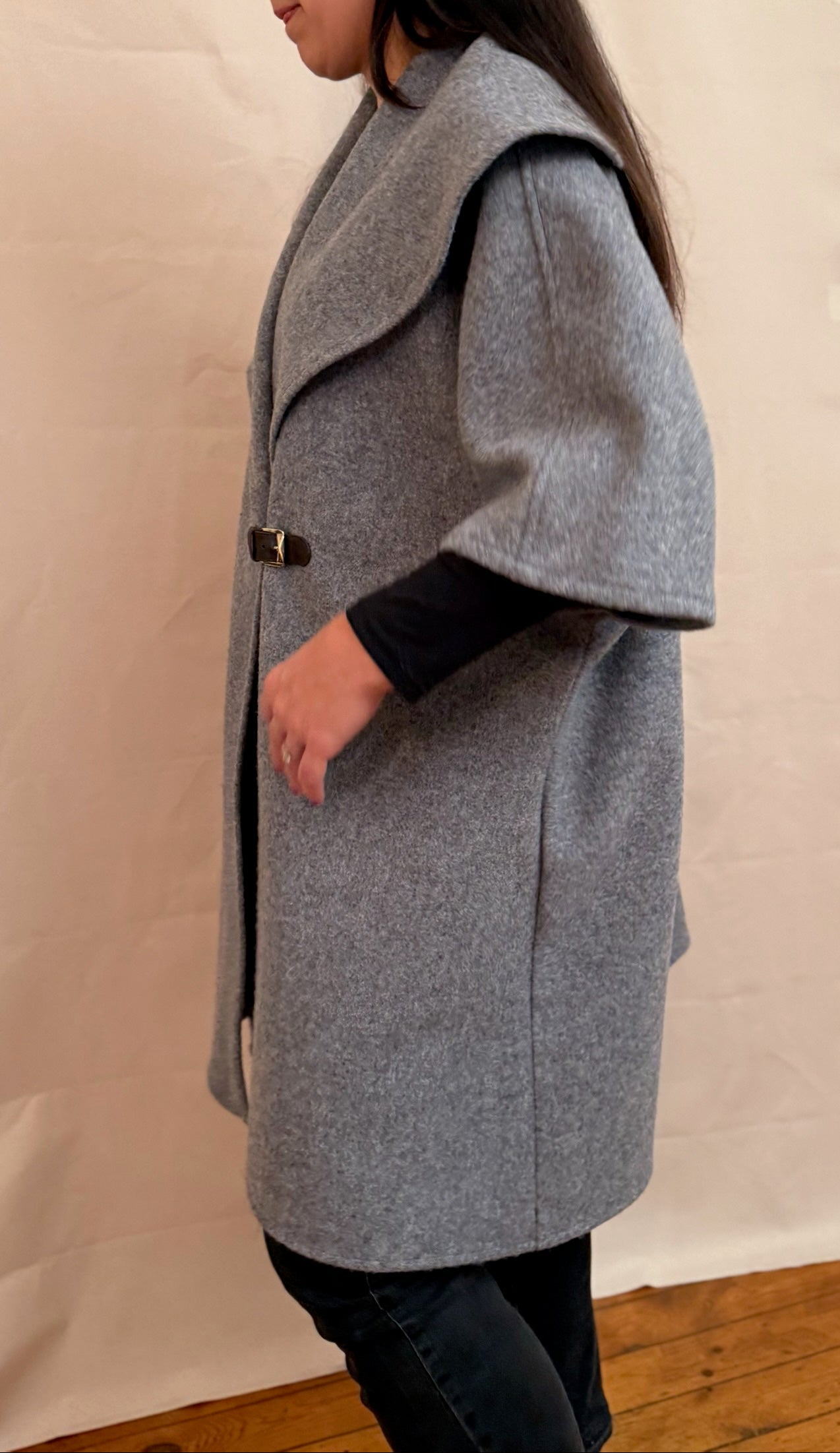 The Mabel Coat - Mid Sleeve Shawl Collar - Thicker Wool