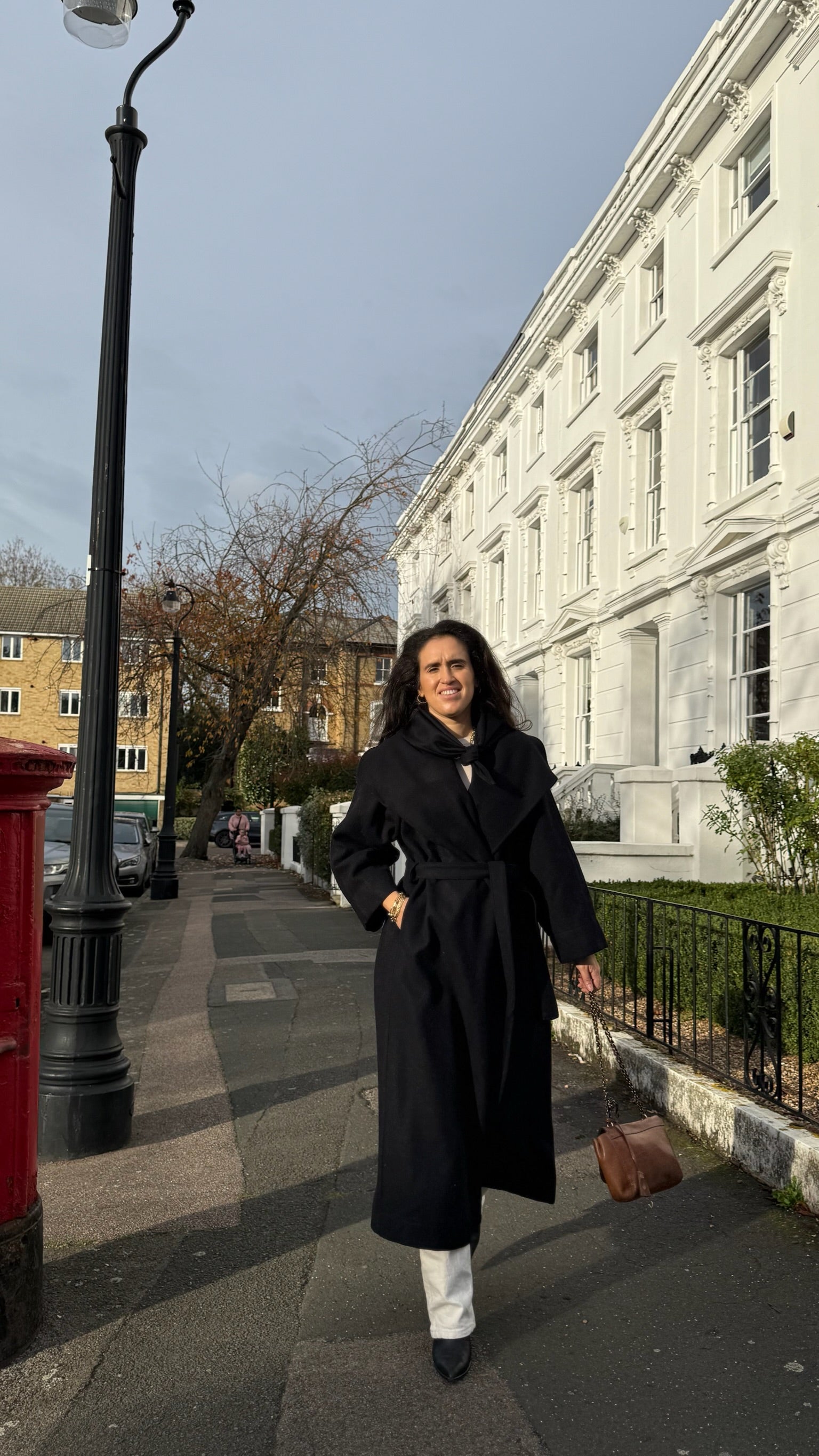 Navy Waterfall Collar Maxi Wool Coat