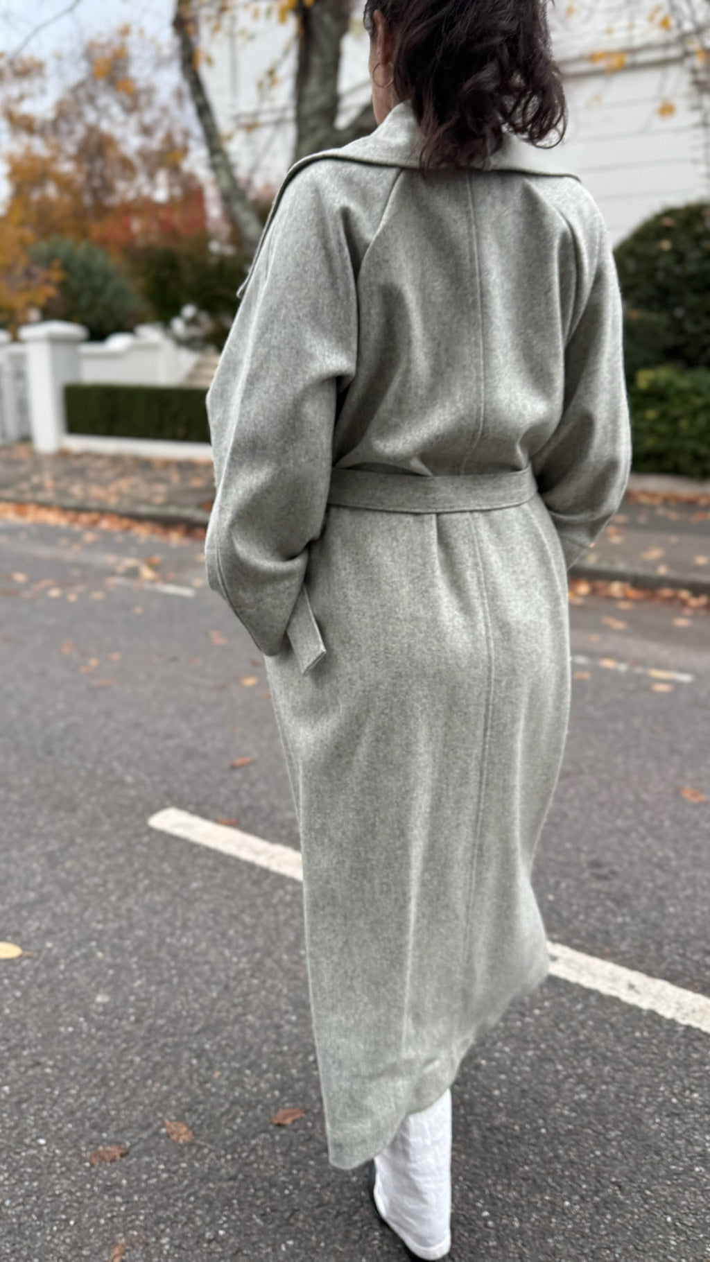 Waterfall Collar Maxi Wool Coat