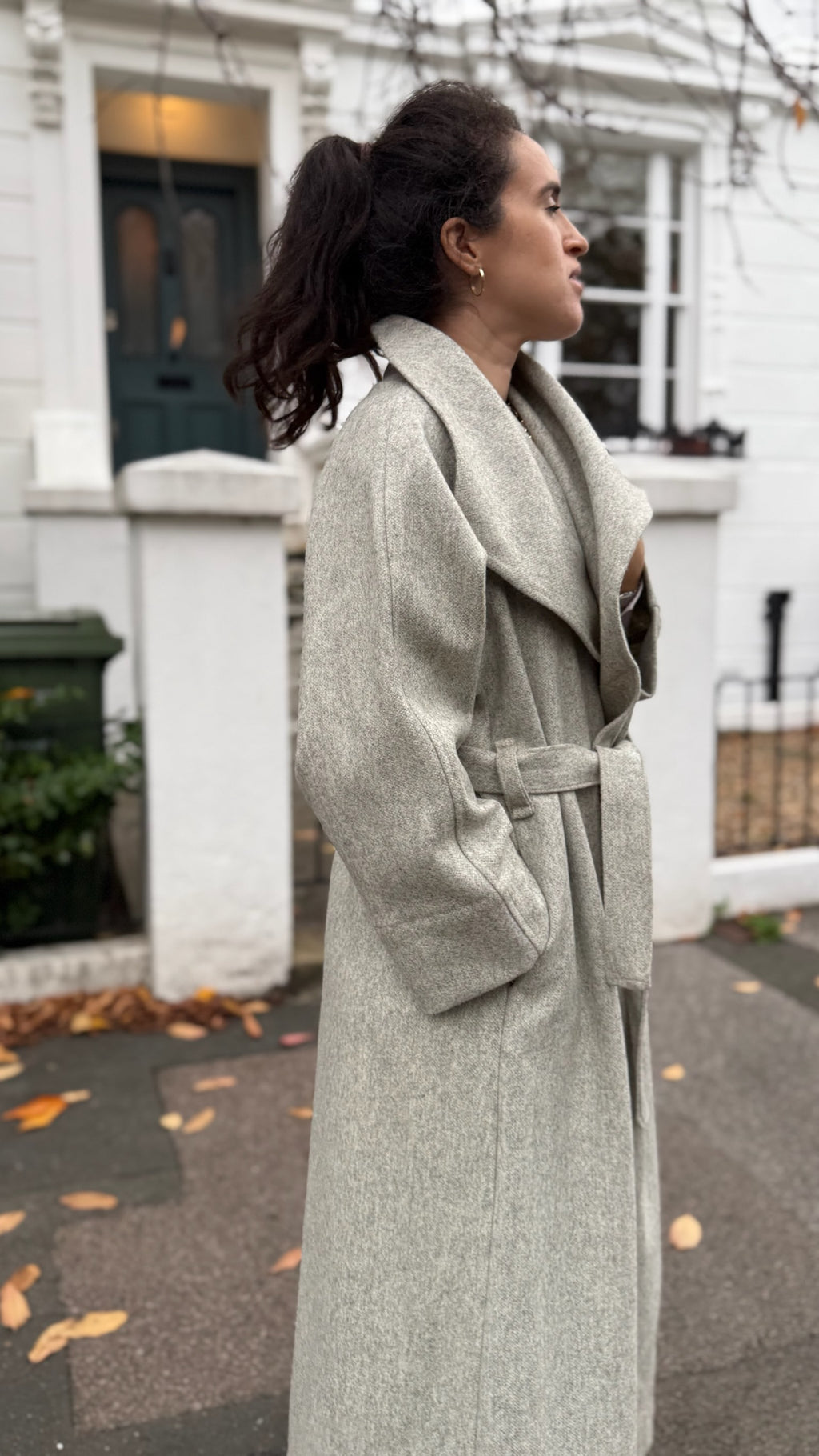 Waterfall Collar Maxi Wool Coat