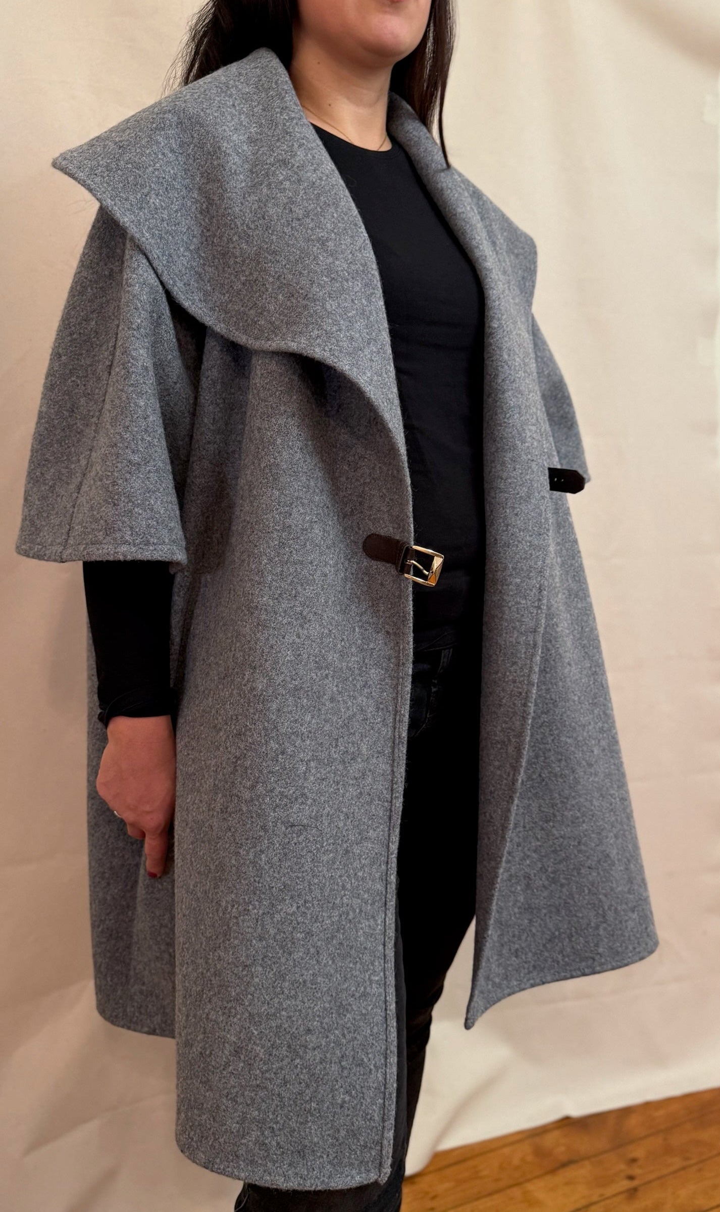 The Mabel Coat - Mid Sleeve Shawl Collar - Thicker Wool